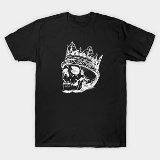 Skull King in Crown White on Black T-Shirt